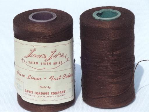 photo of vintage pure linen yarn, weaving or embroidery thread cone spools lot #1