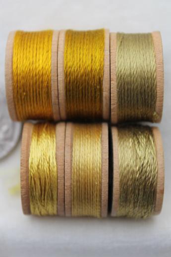 photo of vintage pure silk thread, buttonhole twist embroidery floss on old wood spools #4