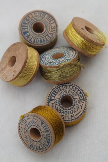 photo of vintage pure silk thread, buttonhole twist embroidery floss on old wood spools #6