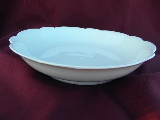 photo of vintage pure white porcelain casserole or pastry dish, old France mark #1