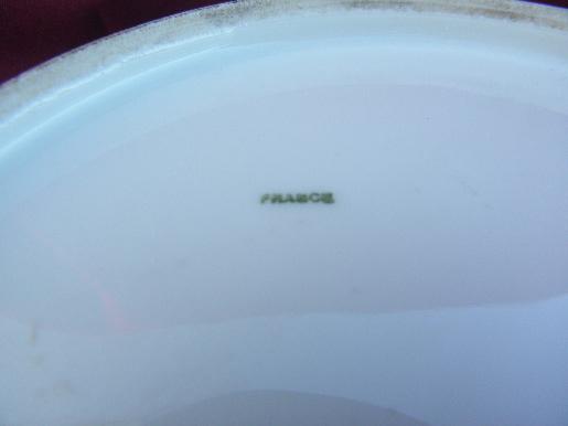 photo of vintage pure white porcelain casserole or pastry dish, old France mark #4