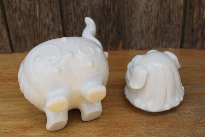 photo of vintage pure white porcelain covered jar figural foo dog little lion fu  #4