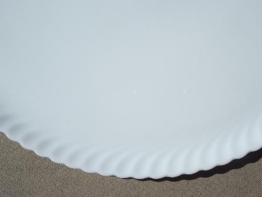 photo of vintage pure white porcelain serving platter, round fluted cake plate #2