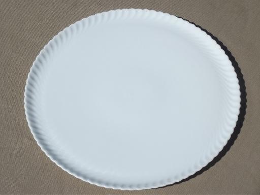 photo of vintage pure white porcelain serving platter, round fluted cake plate #5