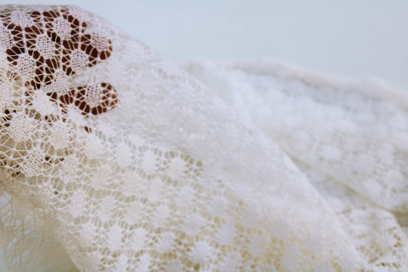 photo of vintage pure wool knitted lace scarf or shawl, fine light cobweb pattern lacy wrap #2