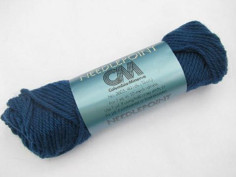 photo of vintage pure wool needlepoint yarn lot, 24 skeins french blue #2