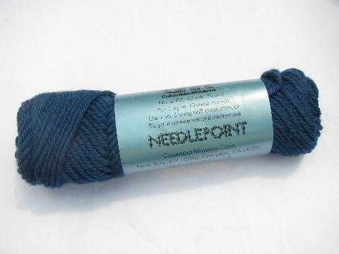 photo of vintage pure wool needlepoint yarn lot, 24 skeins french blue #2