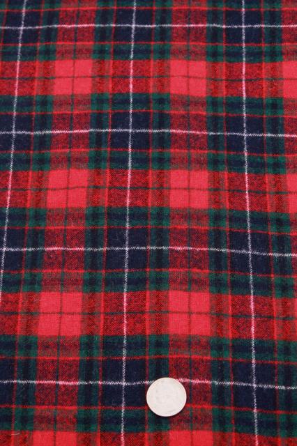photo of vintage pure wool tartan plaid fabric, imported Scots or Irish clan tartan material #1