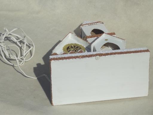 photo of vintage putz scene Christmas church music box w/ electric candle light #10