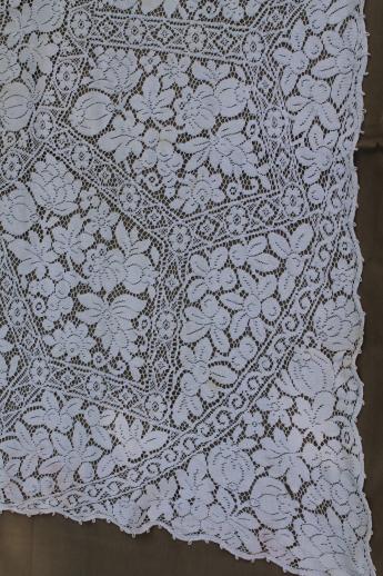 photo of vintage quaker lace type cotton tablecloth lot, shabby tablecloths or cutters #5