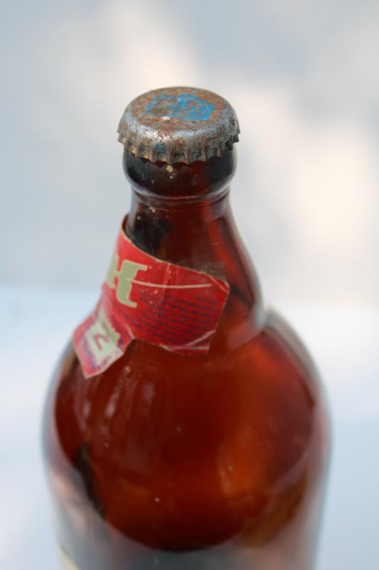 photo of vintage quart Kingsbury beer bottle Sheboygan Wisconsin, amber brown glass bottle #5