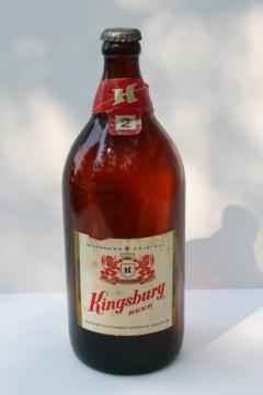 catalog photo of vintage quart Kingsbury beer bottle Sheboygan Wisconsin, amber brown glass bottle