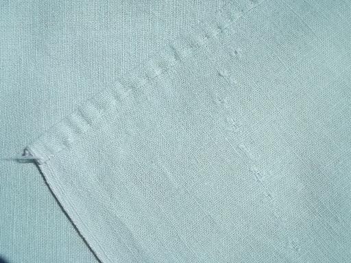 photo of vintage quilt backing fabric, old pale green cotton feed sack bed sheet #2