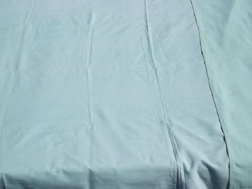 photo of vintage quilt backing fabric, old pale green cotton feed sack bed sheet #3