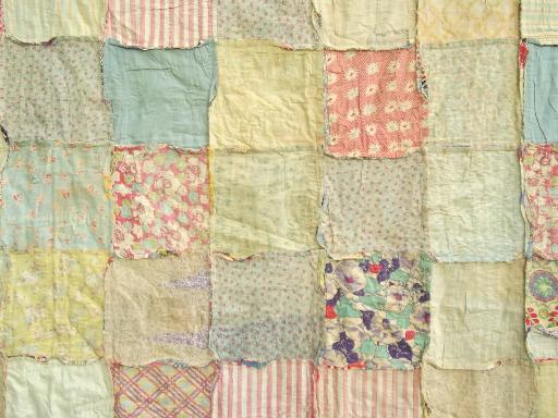 photo of vintage quilt top, hand-stitched crazy quilt patchwork in cotton print fabric #11