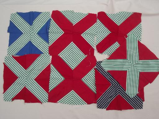 photo of vintage quilt top & patchwork quilt blocks, 40s 50s 60s print cotton fabric #5