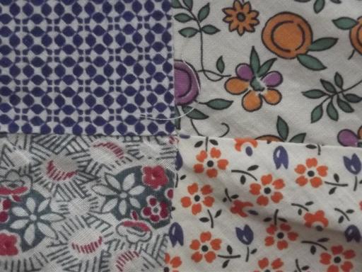 photo of vintage quilt top & patchwork quilt blocks, 40s 50s 60s print cotton fabric #8