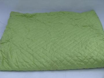 catalog photo of vintage quilted fabric, lime green cotton sateen, nice for purses, bags, totes