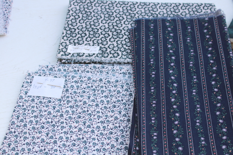 photo of vintage quilting cotton fabric, lots of fat quarters small pieces, 90s prints in blues  #5