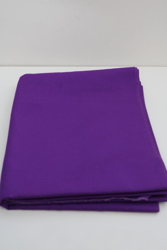 photo of vintage quilting fabric, heavy cotton broadcloth royal purple solid color #1