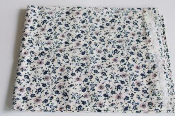 catalog photo of vintage quilting weight cotton fabric, country blue / multi floral on white