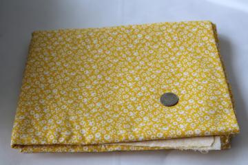 catalog photo of vintage quilting weight cotton fabric, floral print in mustard yellow gold w/ white