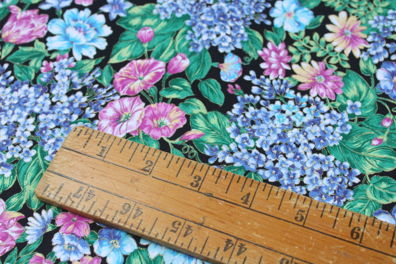photo of vintage quilting weight cotton fabric lot, florals w/ metallic gold, VIP Cranston tulips etc #4