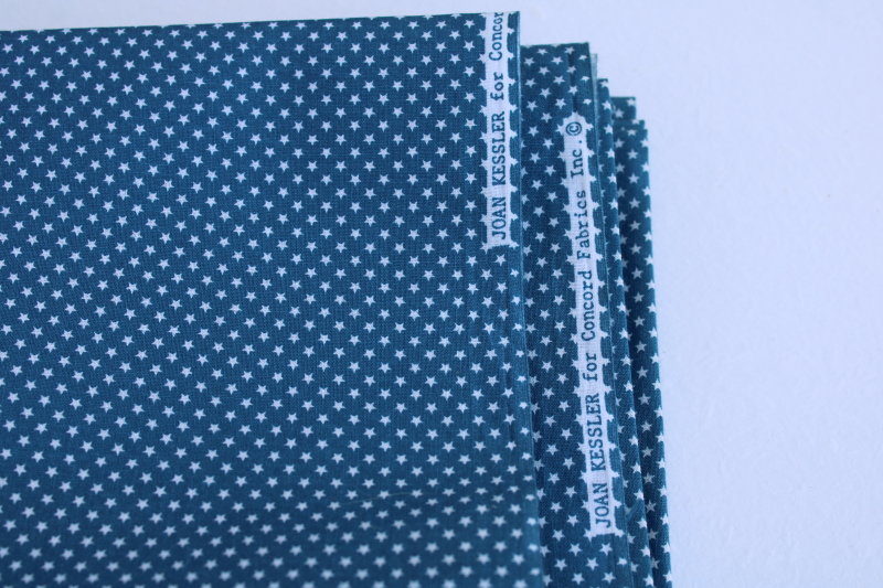 photo of vintage quilting weight cotton fabric, stars on blue tiny print Joan Kessler #2