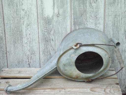 photo of vintage radiator water can, galvanized zinc watering can w/ old patina  #4