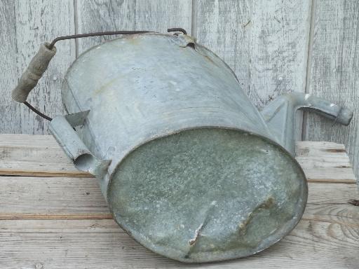 photo of vintage radiator water can, galvanized zinc watering can w/ old patina  #5