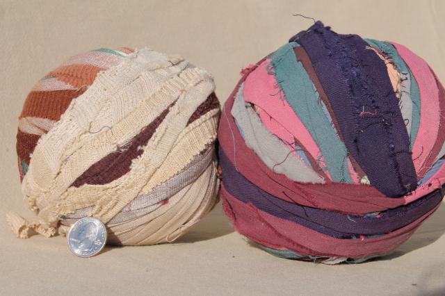 photo of vintage rag balls made from old & antique fabric, grubby primitive country decor #3