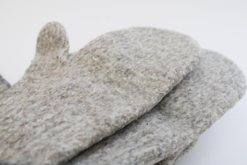 photo of vintage ragg wool knit mittens, natural wool grey heather tweed rustic country style #7