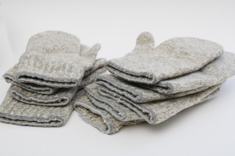 photo of vintage ragg wool knit mittens, natural wool grey heather tweed rustic country style #8