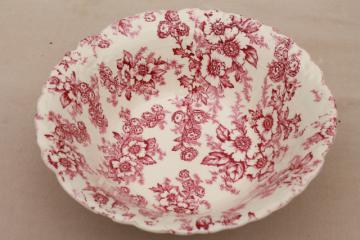 catalog photo of vintage raspberry red chintz floral Taylor Smith Taylor china, toile style print