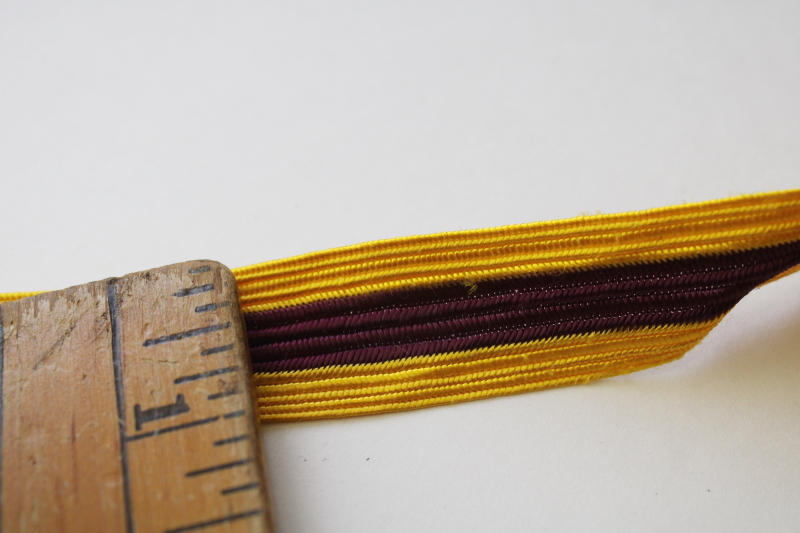 photo of vintage rayon braid trim, burgundy wine w/ yellow gold huge roll sewing trim for decor or costumes  #4