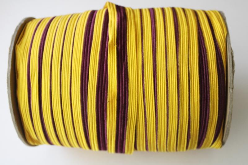 photo of vintage rayon braid trim, burgundy wine w/ yellow gold huge roll sewing trim for decor or costumes  #8