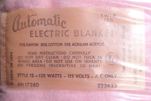photo of vintage rayon / cotton electric blanket, soft pink plush blanket mint in package #4