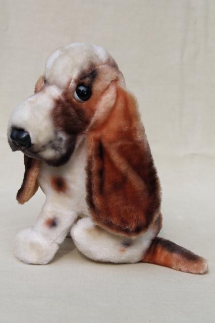 photo of vintage rayon mohair plush stuffed animal toy Basset hound dog w/ long floppy ears #3