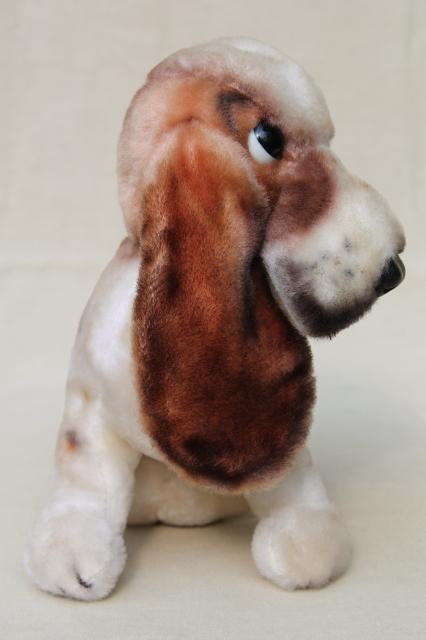 photo of vintage rayon mohair plush stuffed animal toy Basset hound dog w/ long floppy ears #6