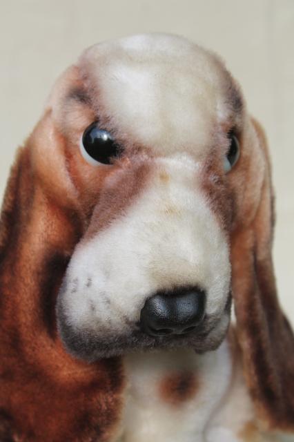 photo of vintage rayon mohair plush stuffed animal toy Basset hound dog w/ long floppy ears #7