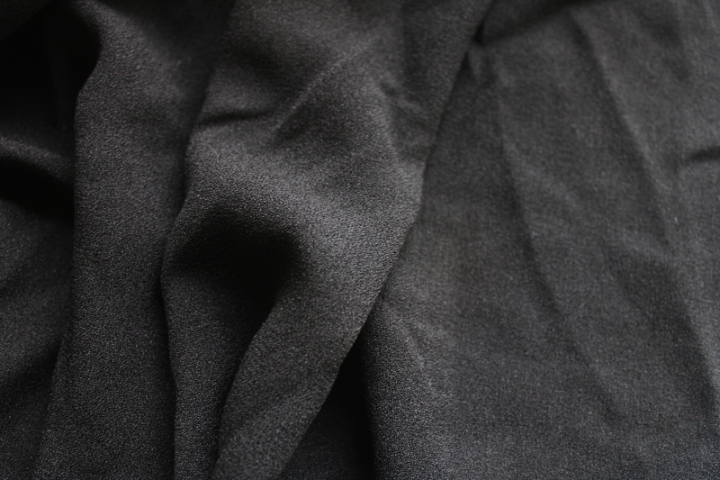 photo of vintage rayon / poly georgette crepe fabric, solid black elegant dress material #3