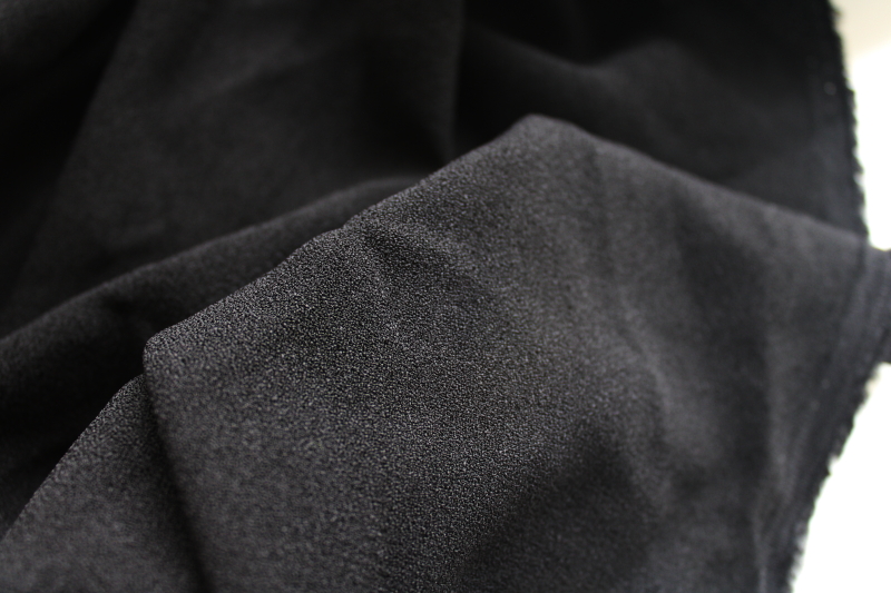 photo of vintage rayon / poly georgette crepe fabric, solid black elegant dress material #4