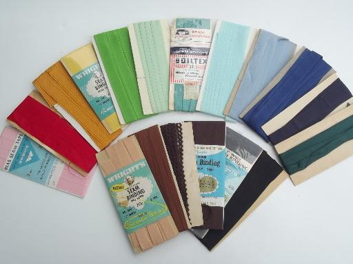 photo of vintage rayon ribbon seam binding, seam tape sewing trim lot #1