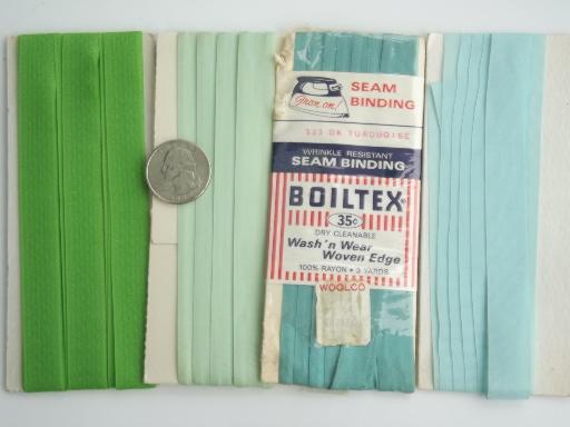 photo of vintage rayon ribbon seam binding, seam tape sewing trim lot #3