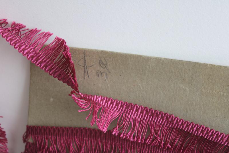 photo of vintage rayon trims for home decor sewing, rose & pink fringe, rope twist braid #6