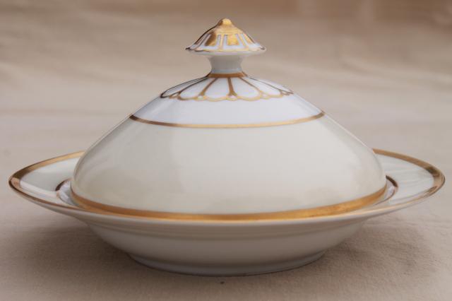 photo of vintage red M mark Noritake china pancake server or round butter dish w/ dome cover #1