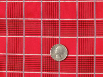 catalog photo of vintage red and grey windowpane check cotton fabric, 50s schoolgirl style