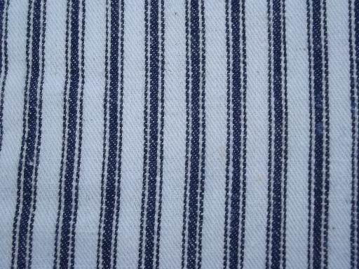 photo of vintage red and indigo blue ticking and railroad hickory stripe pillow lot #7