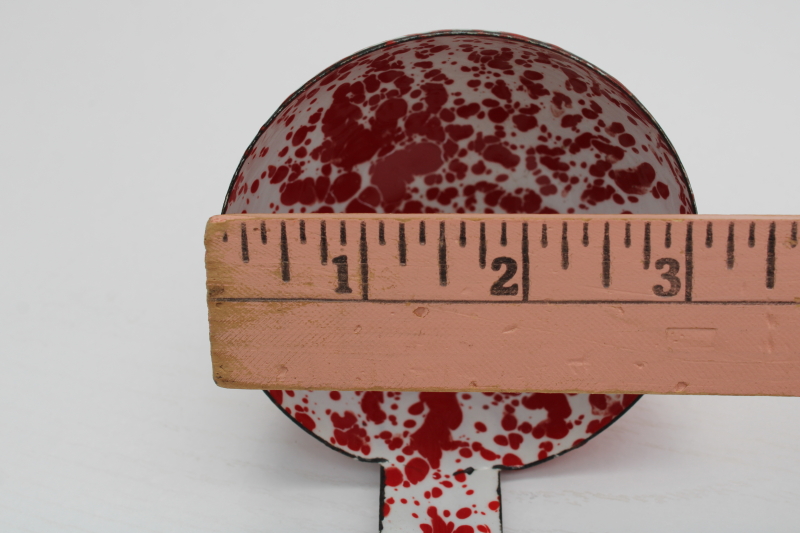 photo of vintage red & white splatterware enamel soup ladle or dipper, new old stock never used  #3