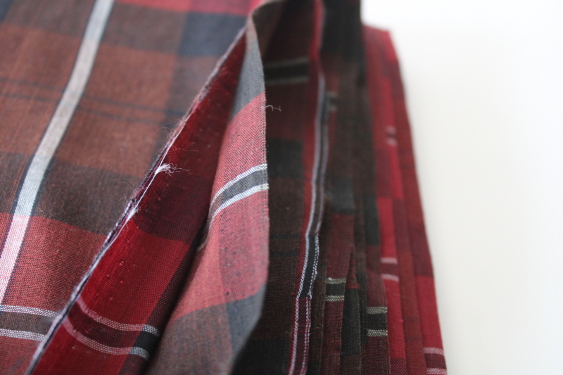 photo of vintage red brown black tartan plaid cotton fabric, crisp shirting or dress weight 4 yards  #2